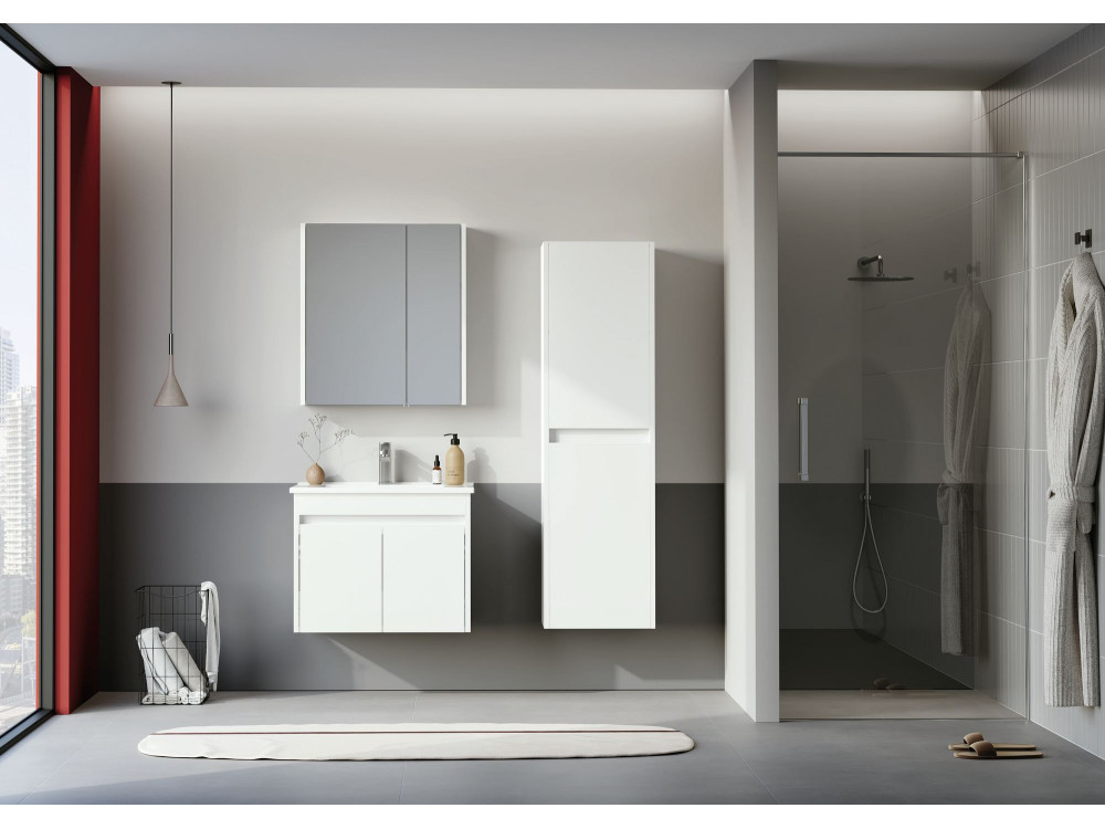 Conjunto de móvel com lavatório e espelho (2 peças) «Arno 65» - 65 x 45 x 52 cm - Branco