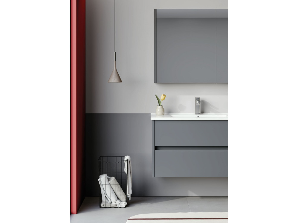 Conjunto de móvel de lavatório com espelho (2 peças) «Arno 85» - 85 x 45 x 52 cm - Cinza