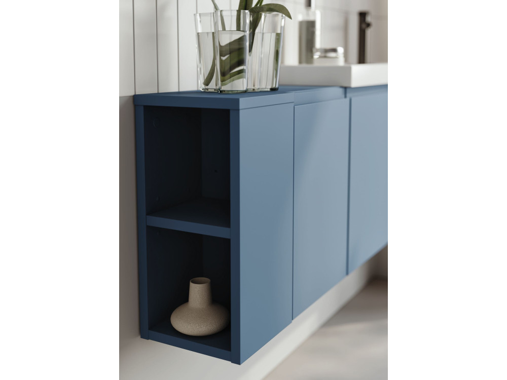 Conjunto de móvel de lavatório com espelho (2 peças) «Ferla 110» - 40 x 22 x 45 cm - Azul mate