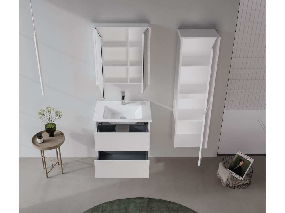 Móvel de casa de banho com espelho «Arno 60» - 60 x 16 x 66 cm - Branco