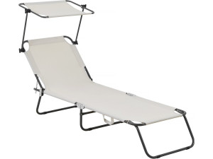 Espreguiçadeira dobrável "Lazy" - Com guarda-sol - Bege