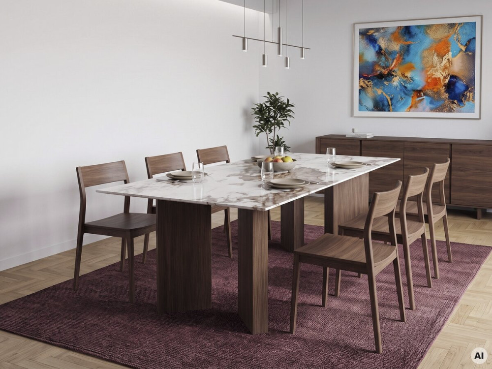 Mesa de jantar em cerâmica - 180 cm - «Elma» - 8 lugares - Castanho