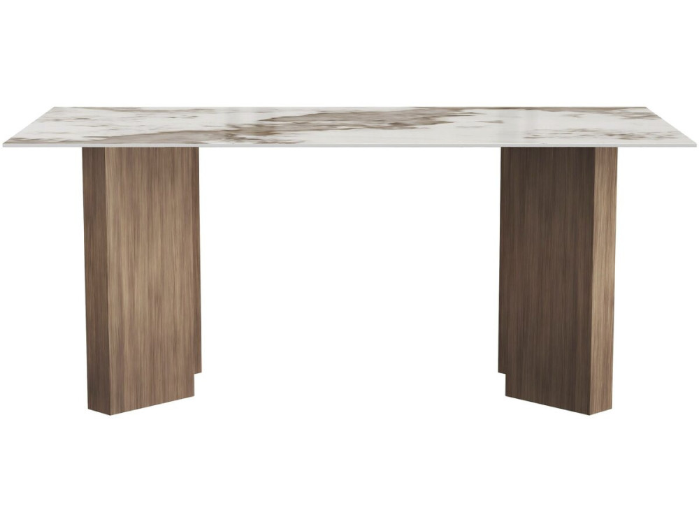 Mesa de jantar em cerâmica - 180 cm - «Elma» - 8 lugares - Castanho