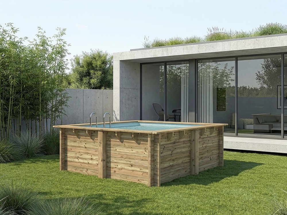 Piscina retangular de madeira "Maldivas" - 3,20 x 3,20 x 1,24 m