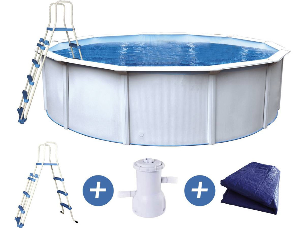 Piscina aço redonda aspecto branca "Punta cana" - Ø 4.60 x 1.20 m