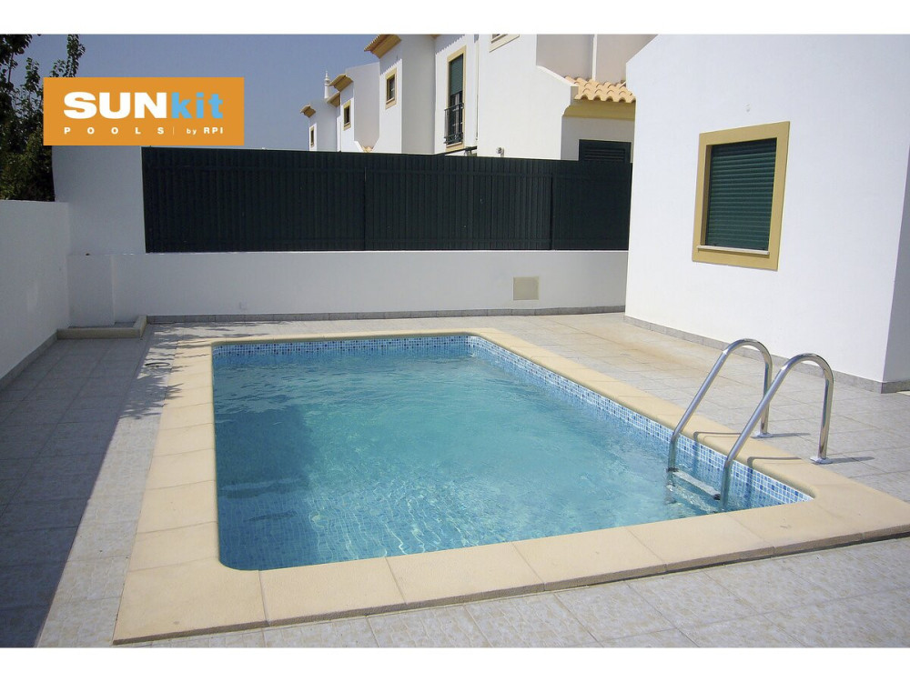 Piscina enterrada retangular de fundo plano em aço "Sunkit" - 8,00 x 4,00 x 1,40 m + projetor LED 12 V