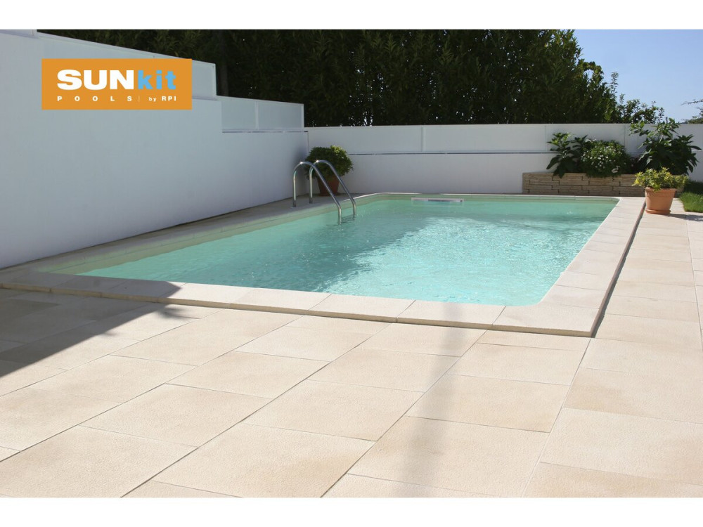 Piscina enterrada retangular de fundo plano em aço "Sunkit" - 8,00 x 4,00 x 1,40 m + projetor LED 12 V