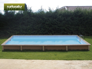 Kit piscina em betão com aspeto de madeira "Naturalis" - 6,09 x 3,24 x 1,28 m