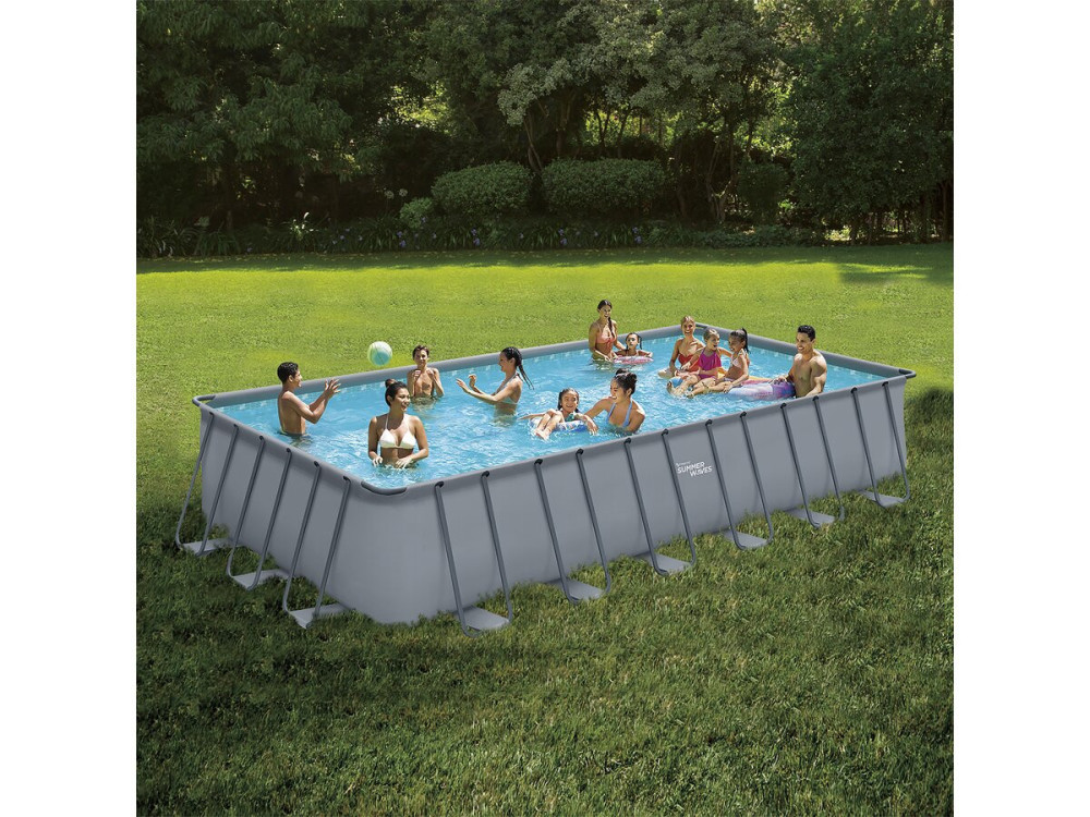 Piscina tubular cinza - "LUDO 5" - 7,32 x 3,66 x 1,32 m - sem filtração