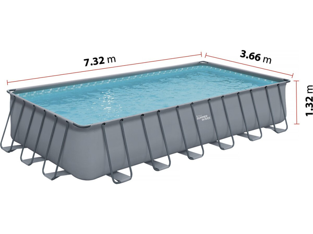 Piscina tubular cinza - "LUDO 5" - 7,32 x 3,66 x 1,32 m - sem filtração
