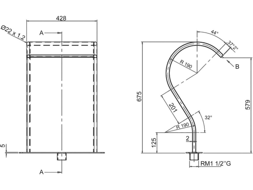 Cascata para piscina "Cayman" - H. 67,5 cm - Aço inoxidável