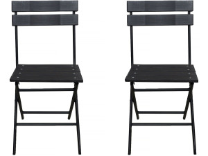 Conjunto de 2 cadeiras dobráveis de plástico para jardim "Tenerife" - Cinza antracite