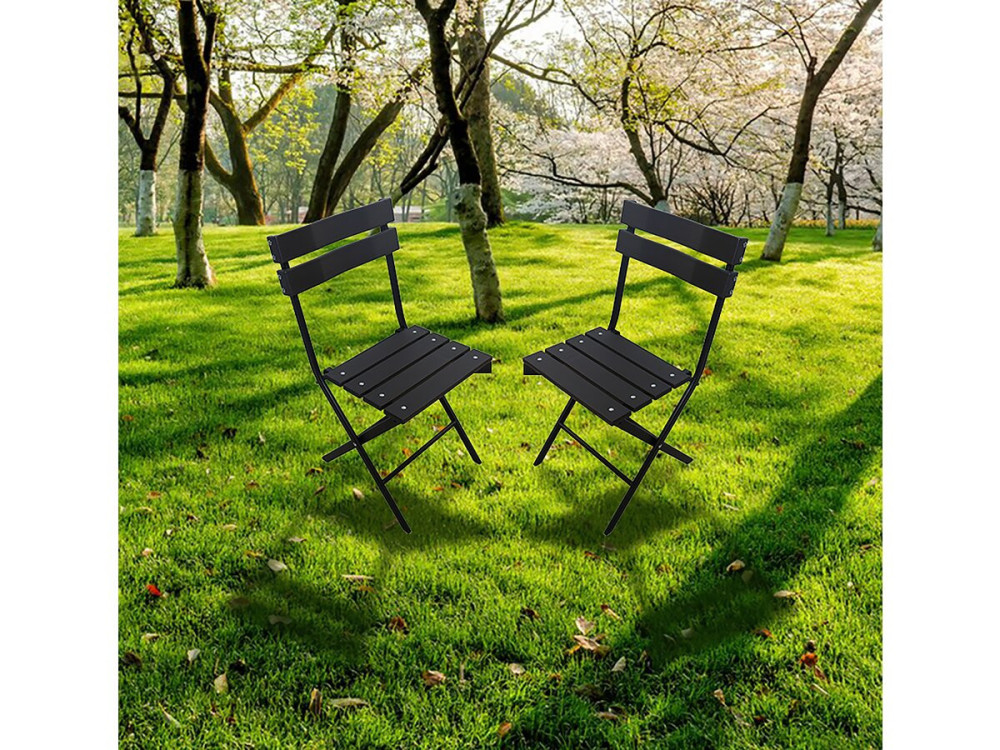 Conjunto de 2 cadeiras dobráveis de plástico para jardim "Tenerife" - Cinza antracite