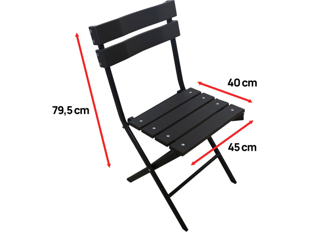 Conjunto de 2 cadeiras dobráveis de plástico para jardim "Tenerife" - Cinza antracite