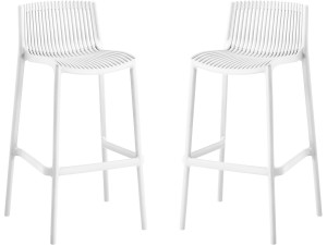 Conjunto de 2 cadeiras altas empilháveis em plástico "Néora" - Branco