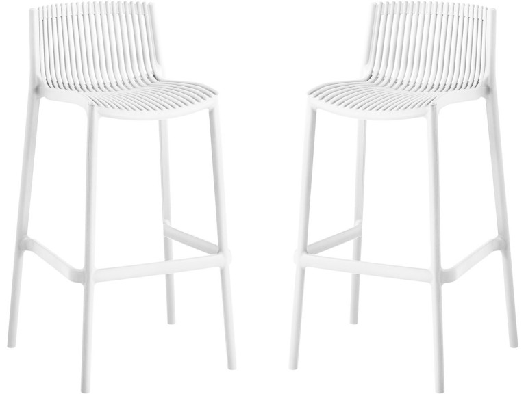 Conjunto de 2 cadeiras altas empilháveis em plástico "Néora" - Branco