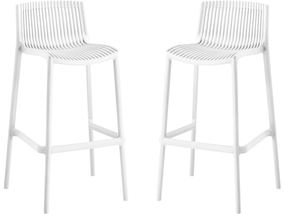 Conjunto de 2 cadeiras altas empilháveis em plástico "Néora" - Branco