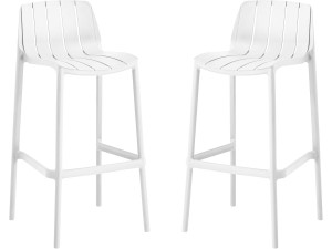 Conjunto de 2 cadeiras altas de jardim empilháveis "Vaena" - Branco
