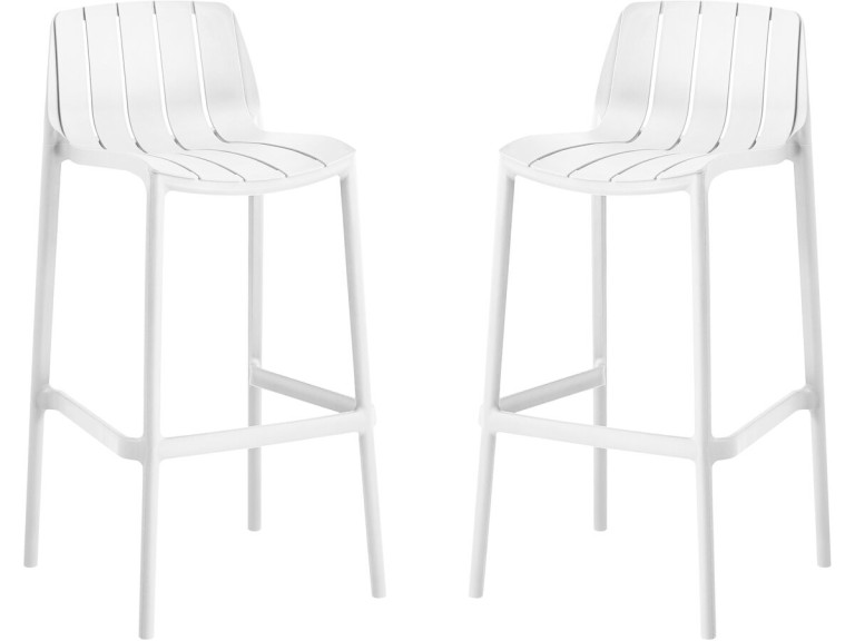 Conjunto de 2 cadeiras altas de jardim empilháveis "Vaena" - Branco