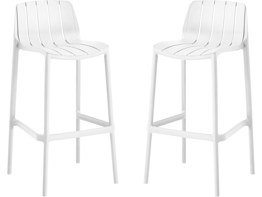 Conjunto de 2 cadeiras altas de jardim empilháveis "Vaena" - Branco