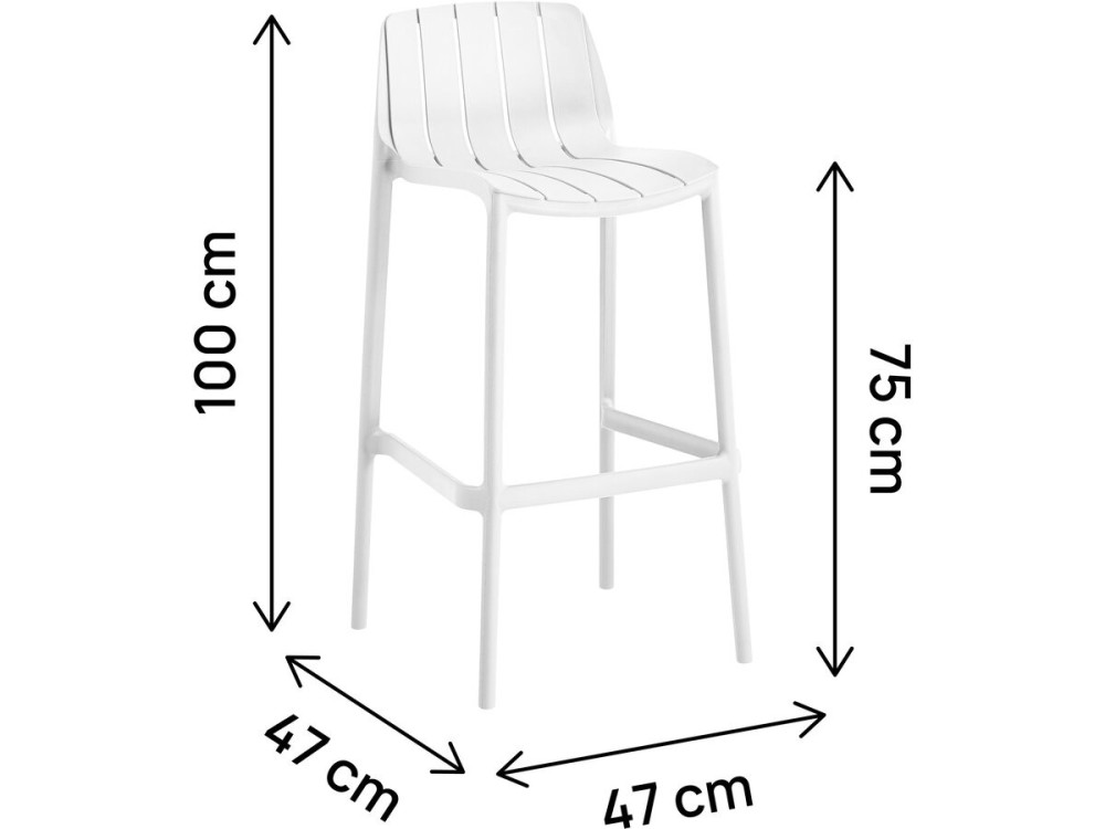 Conjunto de 2 cadeiras altas de jardim empilháveis "Vaena" - Branco