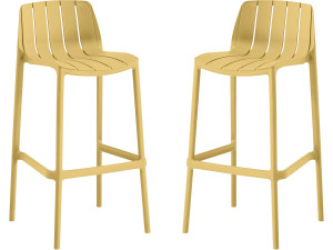 Conjunto de 2 cadeiras altas de jardim empilháveis "Vaena" - Amarelo