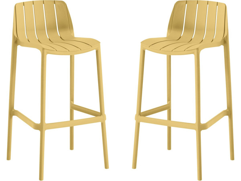 Conjunto de 2 cadeiras altas de jardim empilháveis "Vaena" - Amarelo