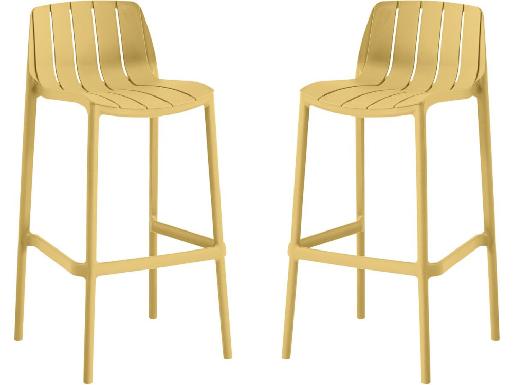 Conjunto de 2 cadeiras altas de jardim empilháveis "Vaena" - Amarelo