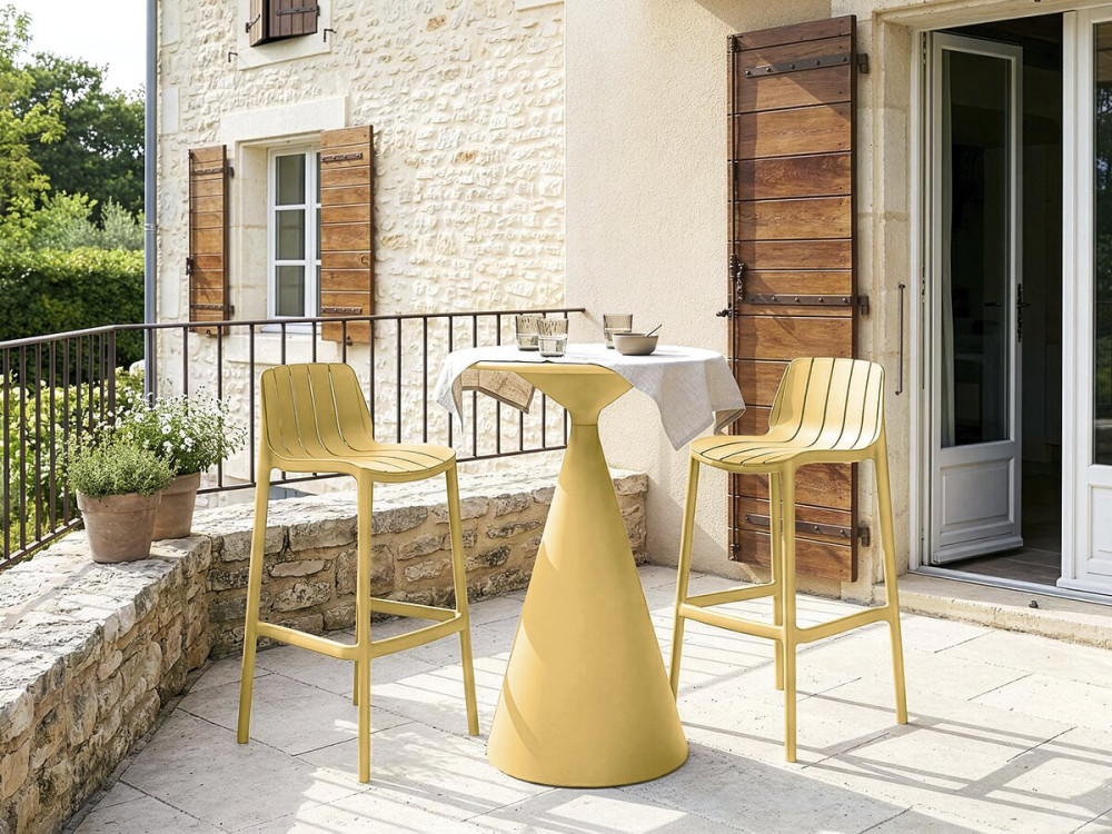 Conjunto de 2 cadeiras altas de jardim empilháveis "Vaena" - Amarelo