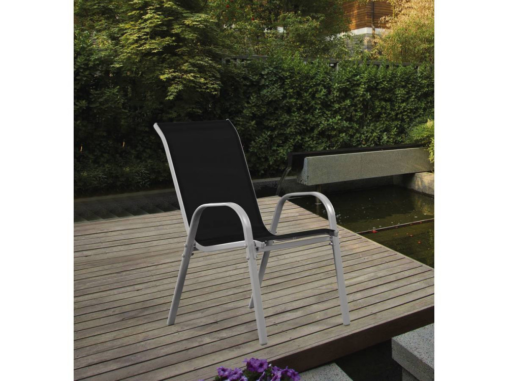 Poltrona de jardim Textilene "Cordoba" - Fénix - Preta - Kit de 4