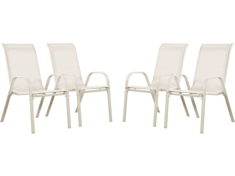 Poltrona de jardim Textilene "Cordoba" - Fénix - Crua - Kit de 4