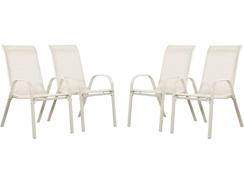 Poltrona de jardim Textilene "Cordoba" - Fénix - Crua - Kit de 4
