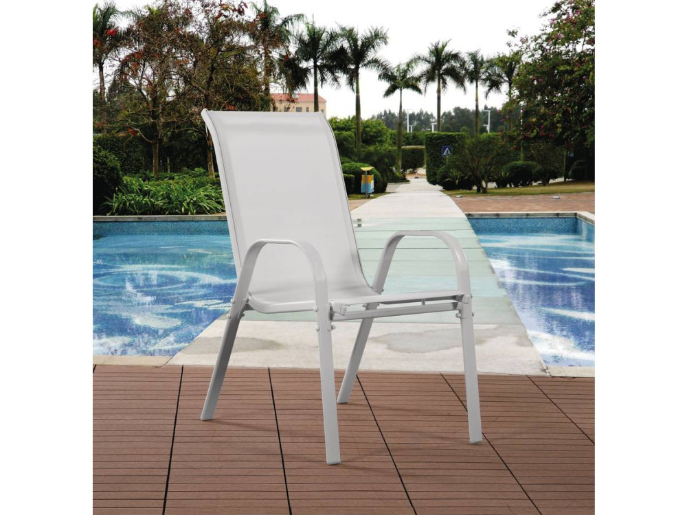 Poltrona de jardim Textilene "Cordoba" - Fénix - Crua - Kit de 4