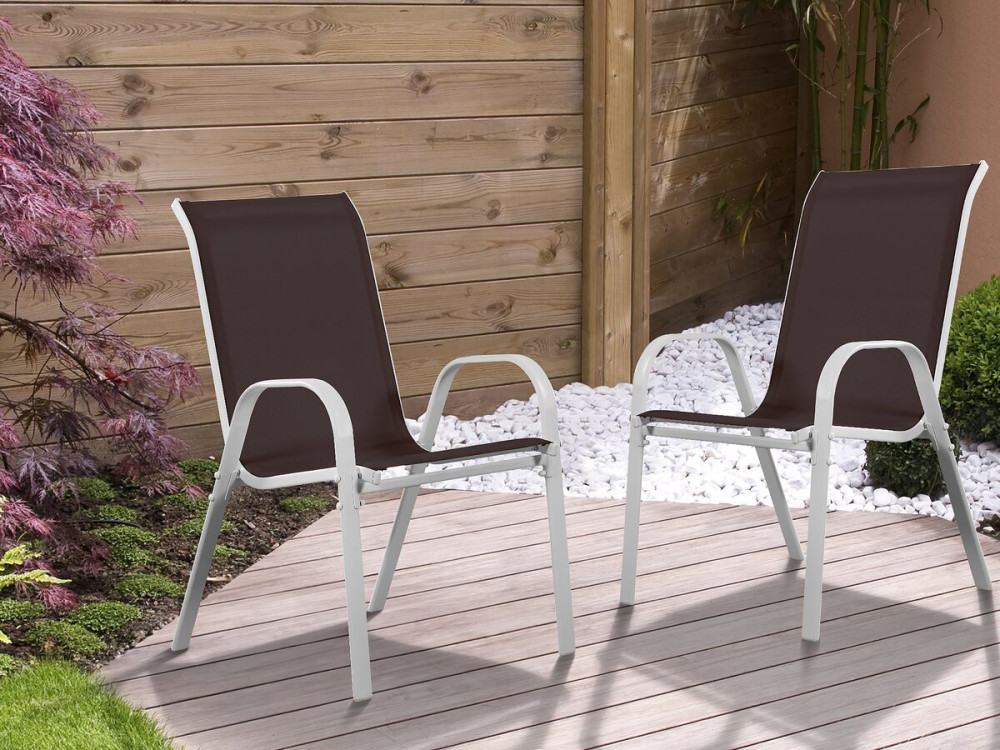 Poltrona de jardim Textilene "Cordoba" - Fénix - Taupe - Kit de 2