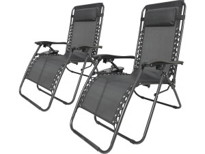 Conjunto de 2 poltronas de jardim reclináveis de gravidade zero "Sintra" - Preto