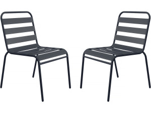 Conjunto de 2 cadeiras de jardim empilháveis ??em metal "Bilbau" - Cinza