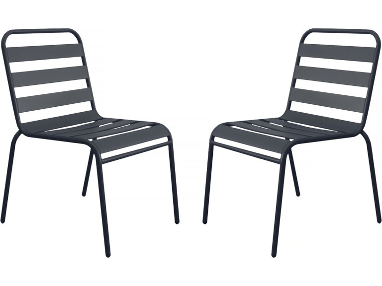Conjunto de 2 cadeiras de jardim empilháveis ??em metal "Bilbau" - Cinza