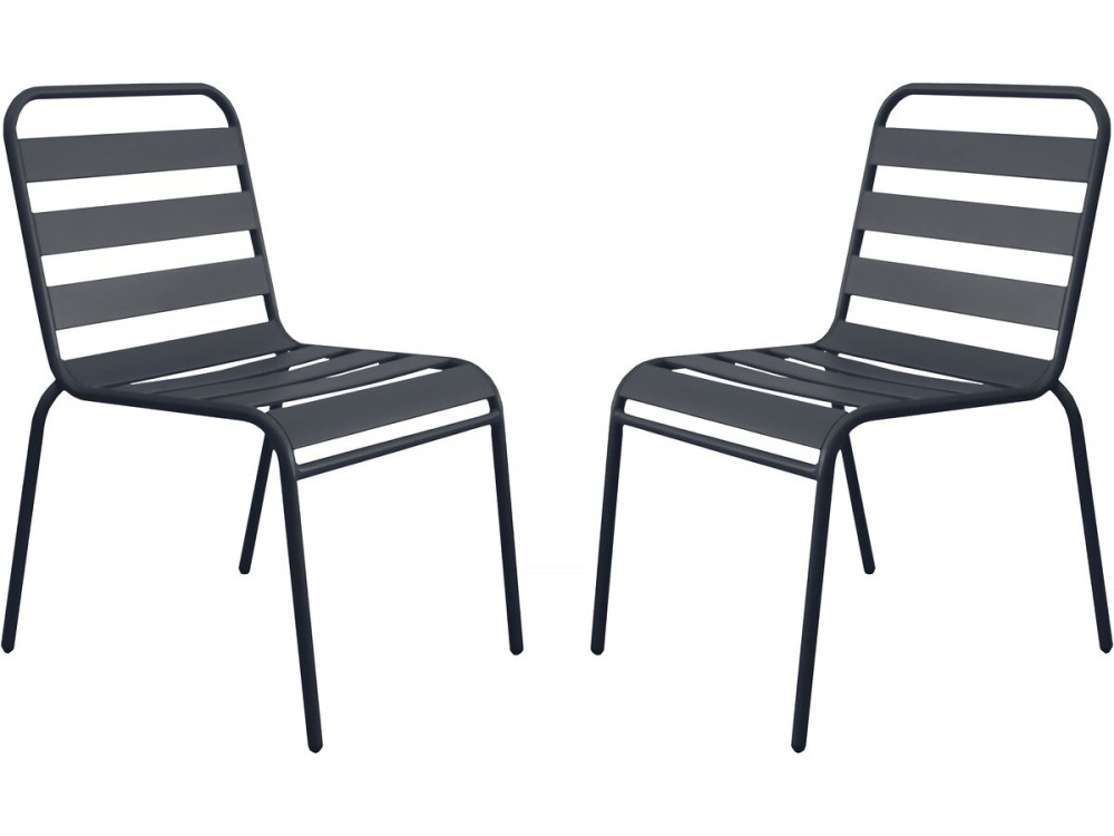 Conjunto de 2 cadeiras de jardim empilháveis ??em metal "Bilbau" - Cinza