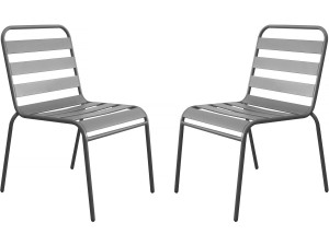 Conjunto de 2 cadeiras de jardim empilháveis ??em metal "Bilbao" - Taupe
