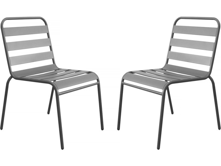 Conjunto de 2 cadeiras de jardim empilháveis ??em metal "Bilbao" - Taupe