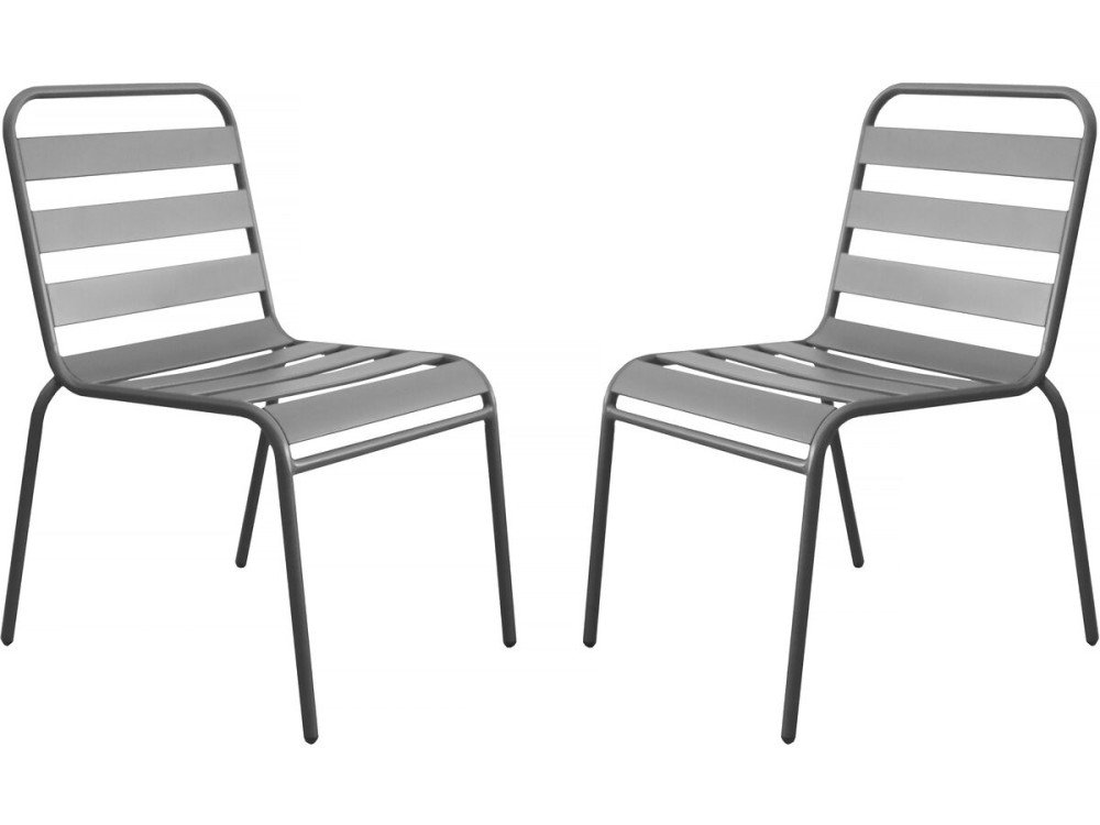 Conjunto de 2 cadeiras de jardim empilháveis ??em metal "Bilbao" - Taupe