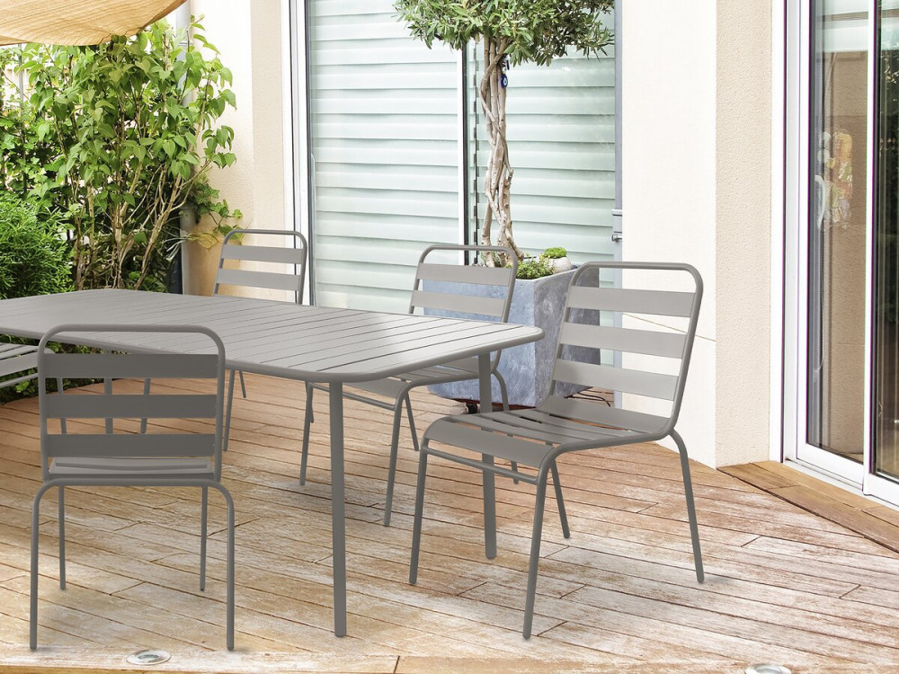 Conjunto de 2 cadeiras de jardim empilháveis ??em metal "Bilbao" - Taupe