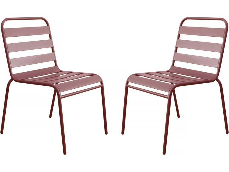 Conjunto de 2 cadeiras de jardim empilháveis ??em metal "Bilbau" - Terracota
