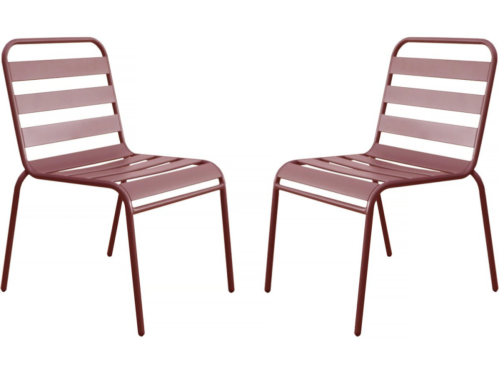 Conjunto de 2 cadeiras de jardim empilháveis ??em metal "Bilbau" - Terracota
