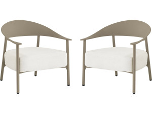 Conjunto de 2 cadeirões de jardim "Céora" em plástico e metal - Taupe