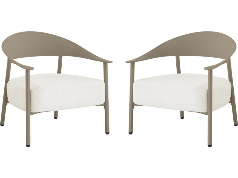Conjunto de 2 cadeirões de jardim "Céora" em plástico e metal - Taupe