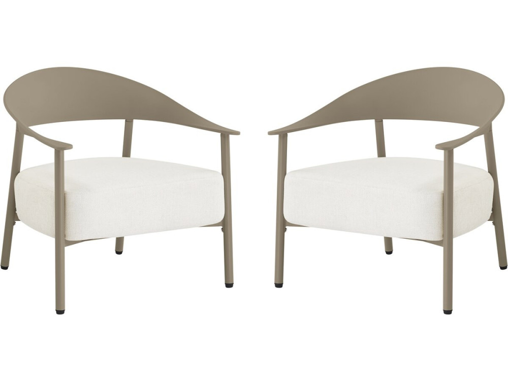 Conjunto de 2 cadeirões de jardim "Céora" em plástico e metal - Taupe
