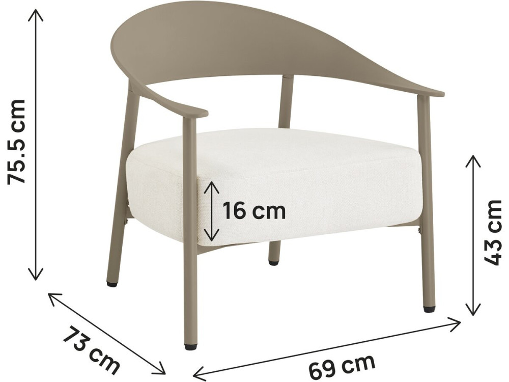 Conjunto de 2 cadeirões de jardim "Céora" em plástico e metal - Taupe