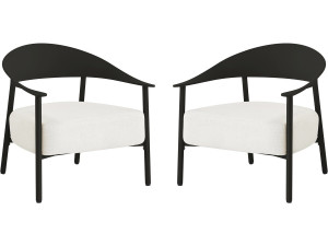 Conjunto de 2 cadeirões de jardim "Céora" em plástico e metal - Preto