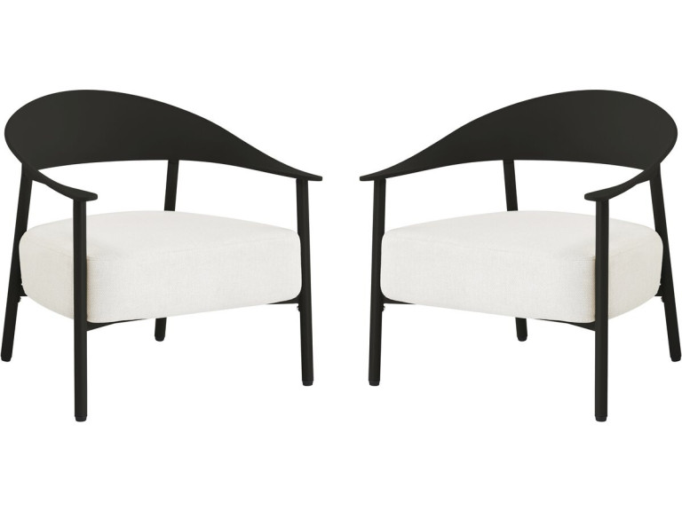 Conjunto de 2 cadeirões de jardim "Céora" em plástico e metal - Preto